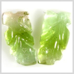 bo hai vien da quy Tourmaline xanh luc cham khac hinh chiec la logo 1327