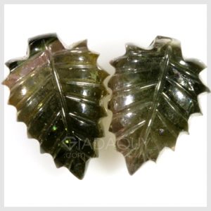 bo hai vien da Tourmaline xanh luc cham khac hinh chiec la gogo 1329