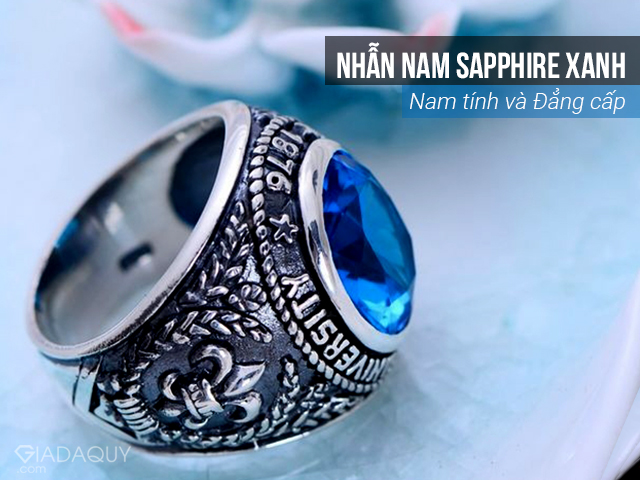 nhan nam da sapphire xanh nam tinh va dang cap